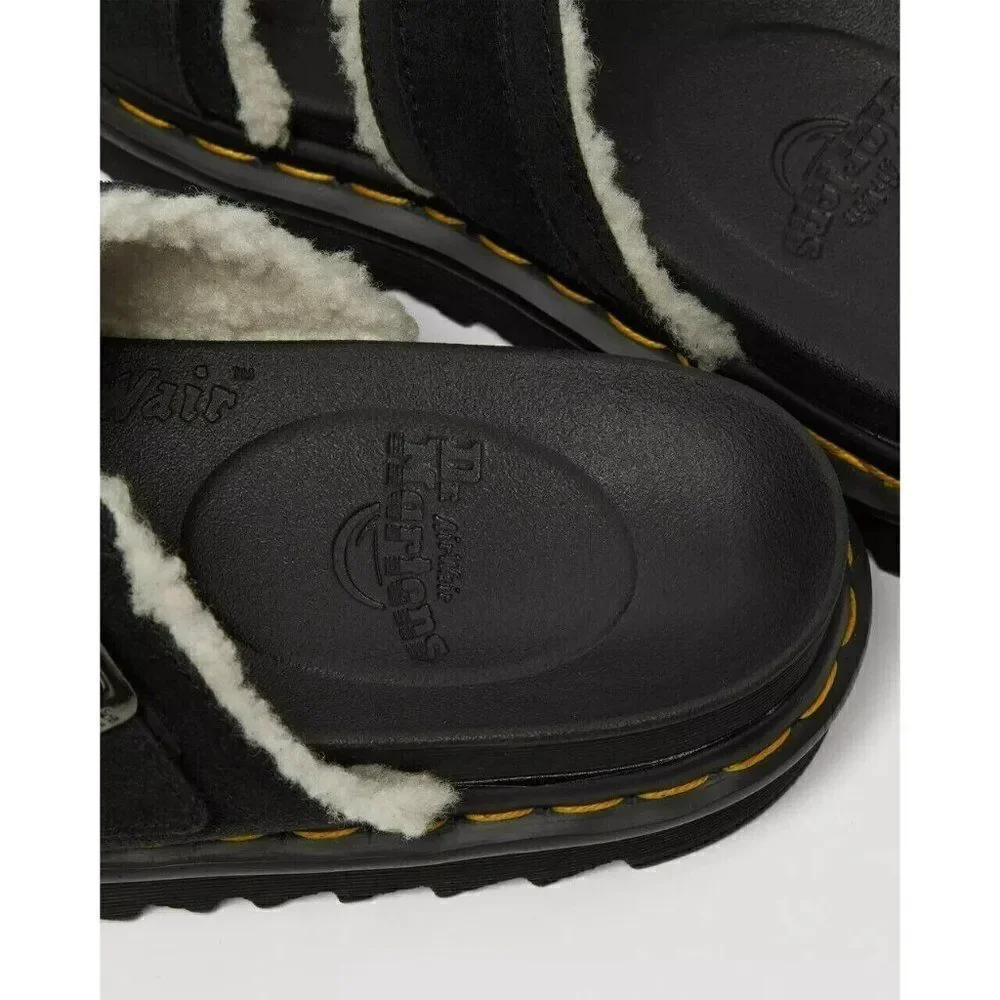 Dr. Marten Voss II Sandals UNISEX SZ.13 Black Suede Shearling Platform Slide 13.